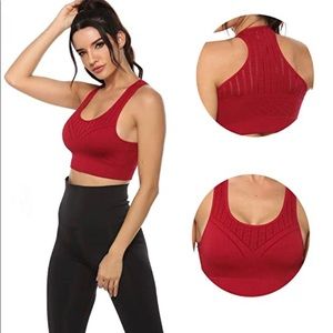 Red Breathable padded Sports Bra US S